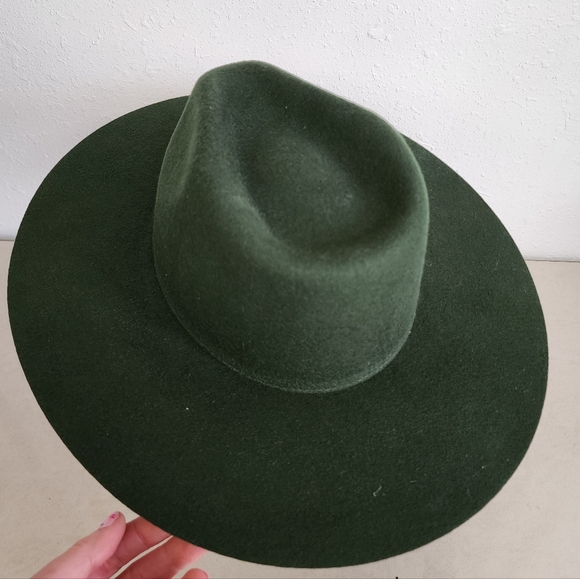 American Hat Makers NWT Elegant Forest Green Wide Brim Western Fedora Hat Medium - Picture 2 of 3